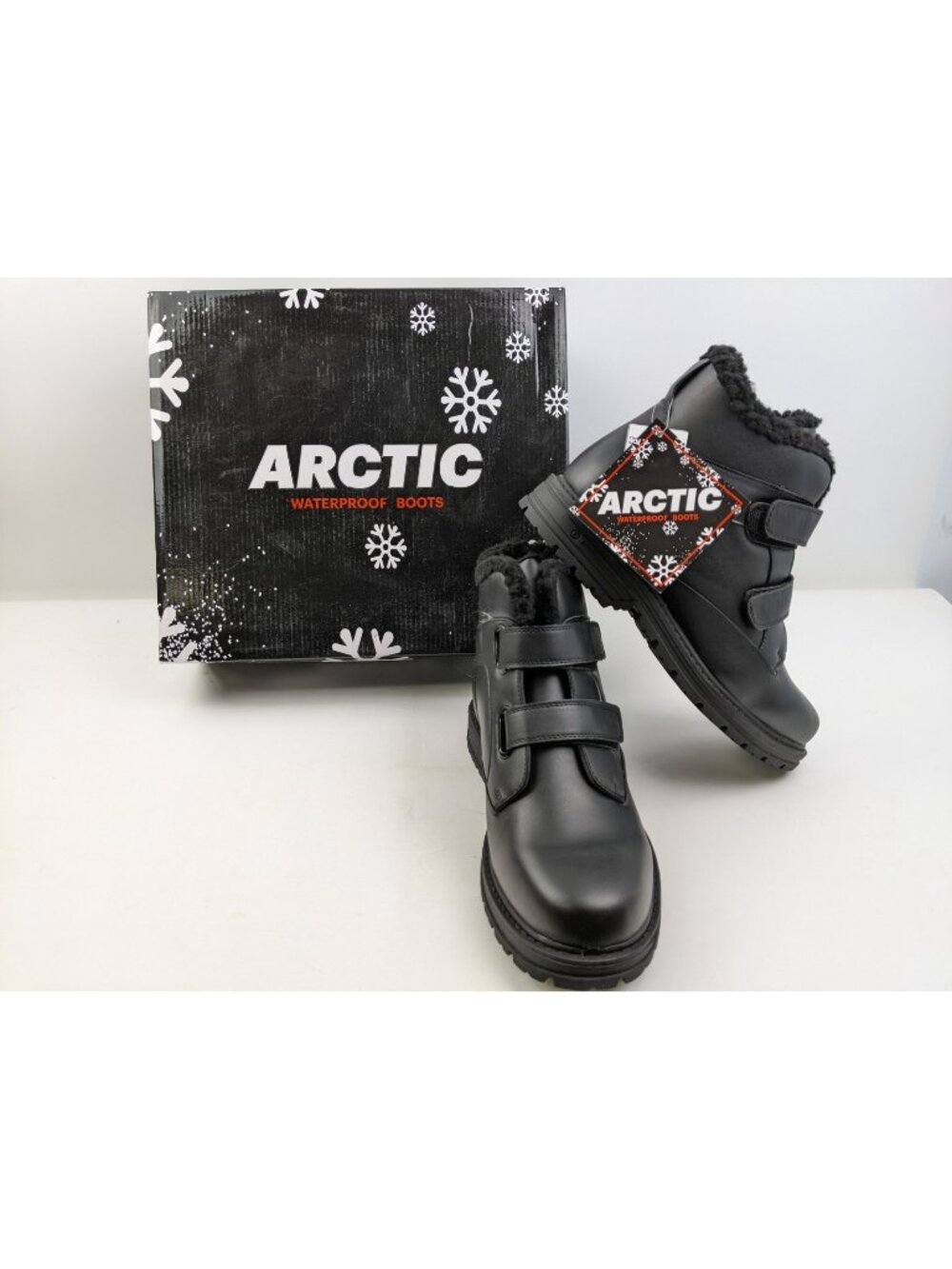 Arctic Waterproof Boots Hook & Loop Black Womens Size 9 W Wide NWT New w/ Box